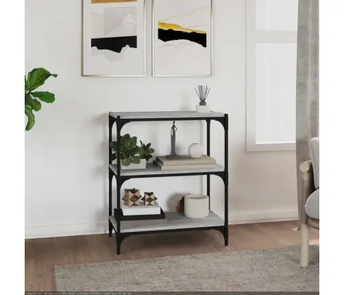 Knygų Spintelė, Pilka Ąžuolo, 60X33X70,5cm Mediena Ir Plienas