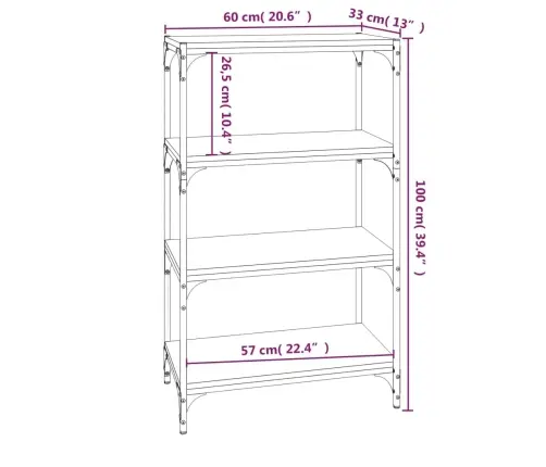 Raamatukapp, Must, 60 X 33 X 100 cm Tehispuit Ja Teras