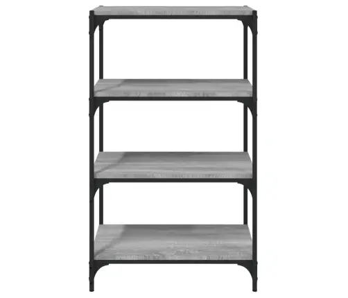 Grāmatplaukts, Pelēks, 60X33X100 Cm, Inženierijas Koks, Tērauds Vidaxl