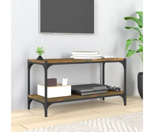 Tv Galdiņš, Koka Krāsa, 80X33X41 Cm, Inženierijas Koks, Tērauds Vidaxl