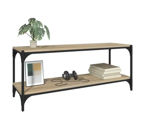 Tv Galdiņš, Koka Krāsa, 100X33X41Cm, Inženierijas Koks, Tērauds Vidaxl