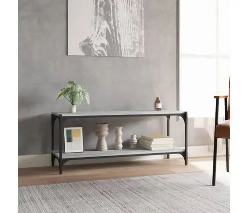 Tv Galdiņš, Pelēks, 100X33X41 Cm, Inženierijas Koks, Tērauds Vidaxl