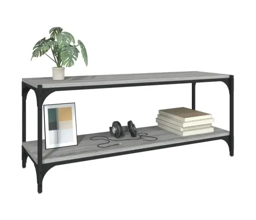 Tv Galdiņš, Pelēks, 100X33X41 Cm, Inženierijas Koks, Tērauds Vidaxl