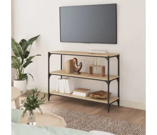 Grāmatplaukts, Ozola, 100X33X70,5Cm, Inženierijas Koks, Tērauds Vidaxl