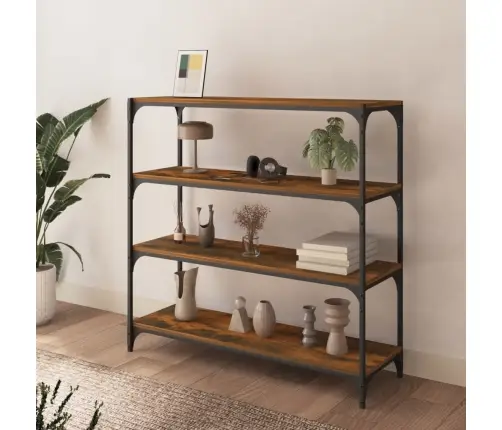 Knygų Spintelė, Dūminio Ąžuolo, 100X33X100cm Mediena/Plienas