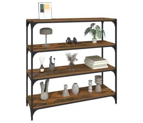 Knygų Spintelė, Dūminio Ąžuolo, 100X33X100cm Mediena/Plienas