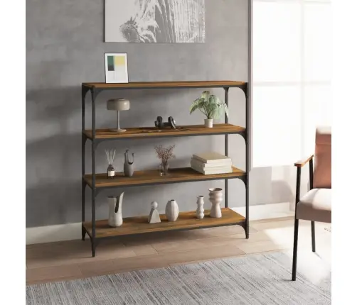 Knygų Spintelė, Dūminio Ąžuolo, 100X33X100cm Mediena/Plienas