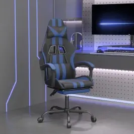 Masāžas Datorkrēsls Ar Kāju Balstu, Melna Un Zila Mākslīgā Āda Vidaxl Masāžas Datorkrēsls Ar Kāju Balstu, Melna Un Zila Mākslīgā Āda Vidaxl