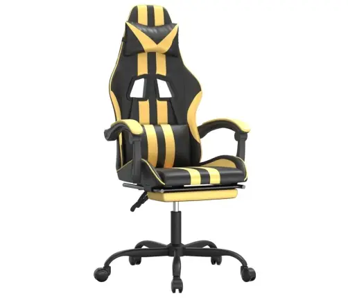 Pööratav Mänguritool Jalatoega, Must Ja Kuldne, Kunstnahk