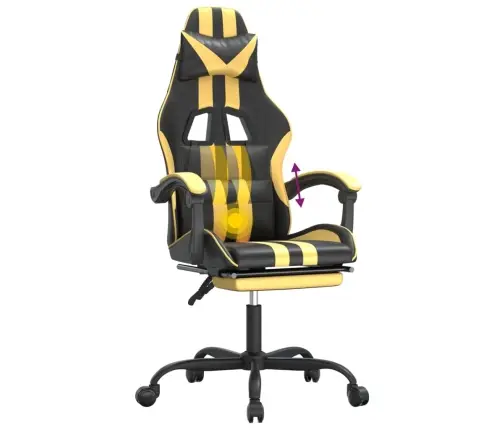 Pööratav Mänguritool Jalatoega, Must Ja Kuldne, Kunstnahk