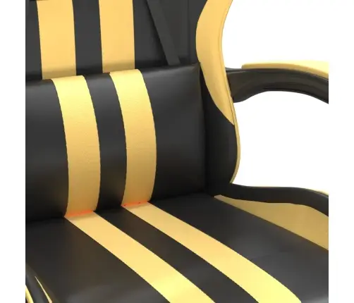 Pööratav Mänguritool Jalatoega, Must Ja Kuldne, Kunstnahk