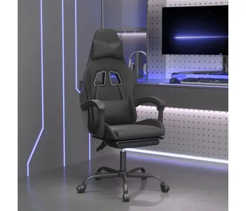 Pööratav Mänguritool Jalatoega, Must, Kunstnahk