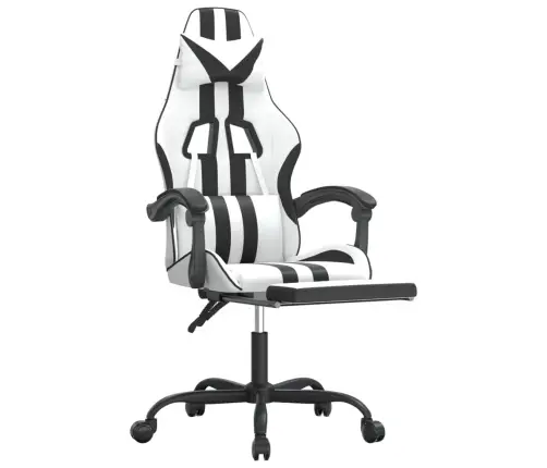 Pööratav Mänguritool Jalatoega, Valge Ja Must, Kunstnahk