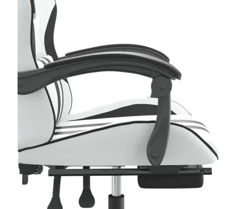 Pööratav Mänguritool Jalatoega, Valge Ja Must, Kunstnahk