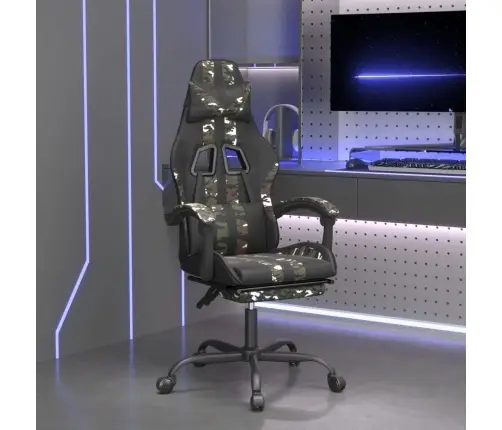 Pööratav Mänguritool Jalatoega, Must Ja Kamuflaaž, Kunstnahk