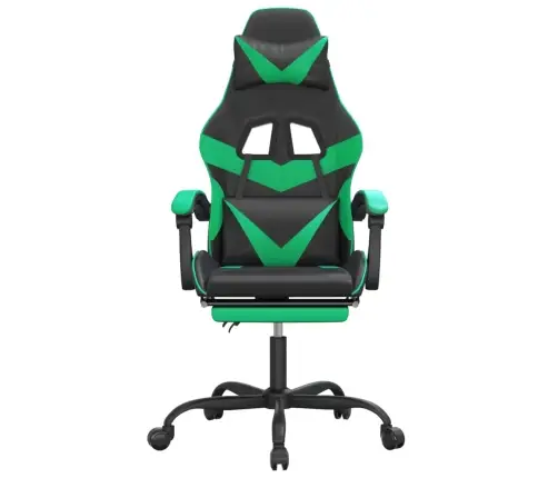 Datorspēļu Krēsls Ar Kāju Balstu, Melna Un Zaļa Mākslīgā Āda Vidaxl