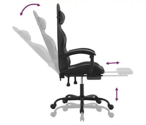 Datorspēļu Krēsls Ar Kāju Balstu, Melna Un Pelēka Mākslīgā Āda Vidaxl