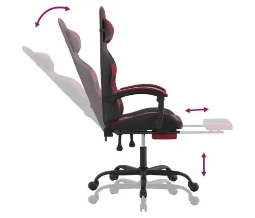 Datorkrēsls Ar Kāju Balstu, Melna Un Vīnsarkana Mākslīgā Āda Vidaxl