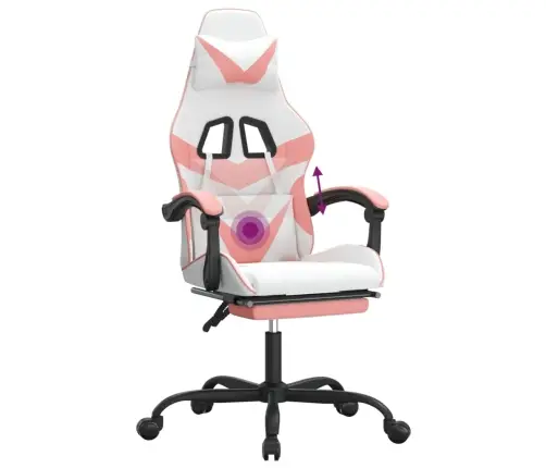 Pööratav Mänguritool Jalatoega, Valge Ja Roosa, Kunstnahk