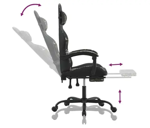 Pööratav Mänguritool Jalatoega, Must Ja Kamuflaaž, Kunstnahk