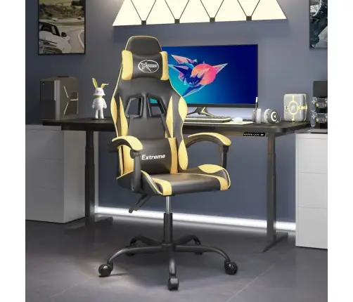 Pasukama Žaidimų Kėdė, Juodos Ir Auksinės Spalvos, Dirbtinė Oda