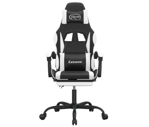 Pööratav Mänguritool Jalatoega, Must Ja Valge, Kunstnahk