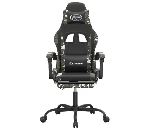 Pööratav Mänguritool Jalatoega, Must Ja Kamuflaaž, Kunstnahk