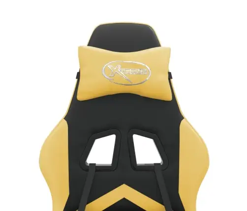 Datorkrēsls Ar Kāju Balstu, Melna Un Zeltaina Mākslīgā Āda Vidaxl