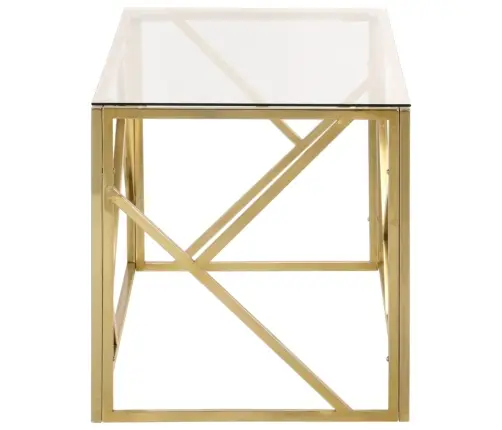 Kafijas Galdiņš, Zelta Krāsā, Nerūsējošs Tērauds, Rūdīts Stikls Vidaxl