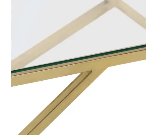 Kafijas Galdiņš, Zelta Krāsā, Nerūsējošs Tērauds, Rūdīts Stikls Vidaxl