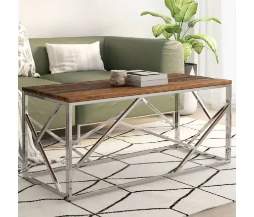 Kafijas Galdiņš, Sudrabains Nerūsējošs Tērauds, Gulšņu Koks Vidaxl