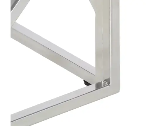 Kafijas Galdiņš, Sudrabains, Nerūsējošs Tērauds, Rūdīts Stikls Vidaxl