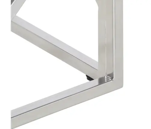 Kafijas Galdiņš, Sudrabains, Nerūsējošs Tērauds, Rūdīts Stikls Vidaxl