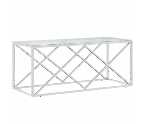 Kafijas Galdiņš, 110X45X45 Cm, Nerūsējošs Tērauds Un Stikls Vidaxl