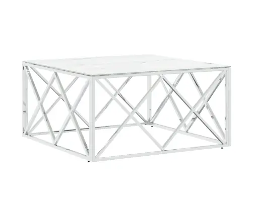 Kafijas Galdiņš, Sudrabains, 80X80X40 Cm, Tērauds, Stikls Vidaxl