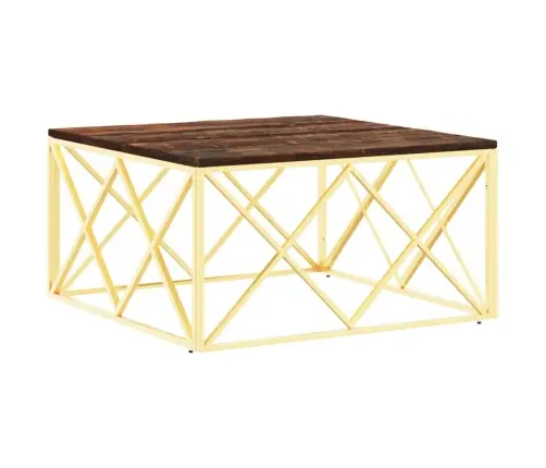 Kohvilaud, Kuldne, Roostevaba Teras Ja Taastatud Puit