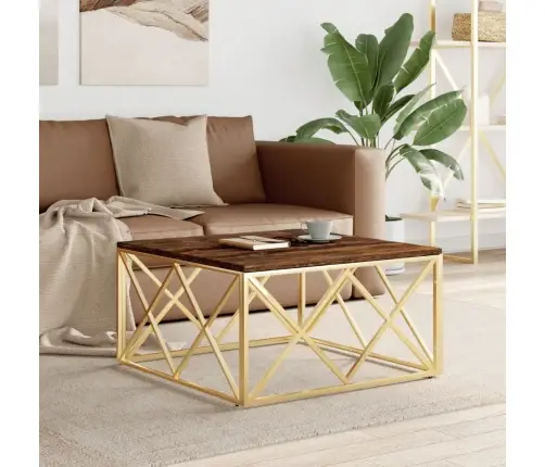 Kohvilaud, Kuldne, Roostevaba Teras Ja Taastatud Puit