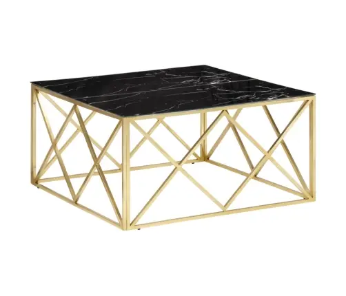 Kafijas Galdiņš, Zelta Krāsā, Nerūsējošs Tērauds, Rūdīts Stikls Vidaxl