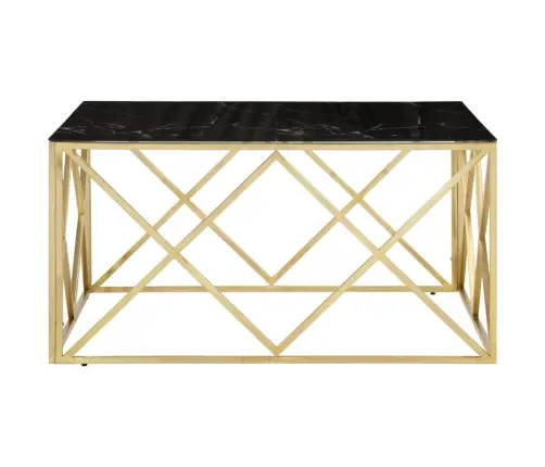 Kafijas Galdiņš, Zelta Krāsā, Nerūsējošs Tērauds, Rūdīts Stikls Vidaxl