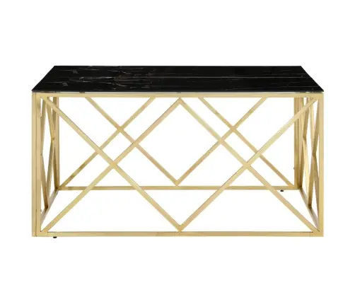 Kafijas Galdiņš, Zelta Krāsā, Nerūsējošs Tērauds, Rūdīts Stikls Vidaxl