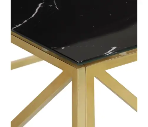 Kafijas Galdiņš, Zelta Krāsā, Nerūsējošs Tērauds, Rūdīts Stikls Vidaxl