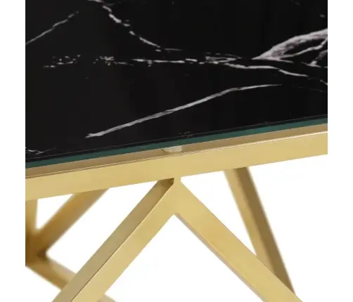 Kafijas Galdiņš, Zelta Krāsā, Nerūsējošs Tērauds, Rūdīts Stikls Vidaxl