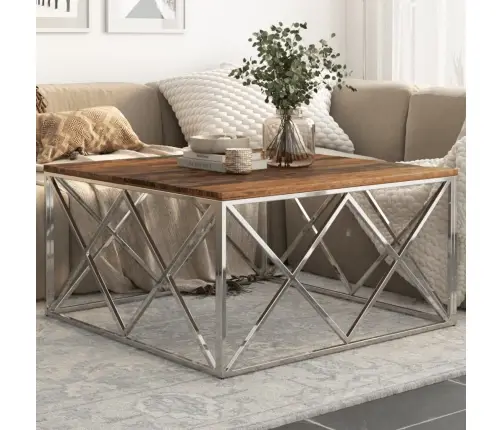 Kafijas Galdiņš, Sudrabains Nerūsējošs Tērauds, Gulšņu Koks Vidaxl