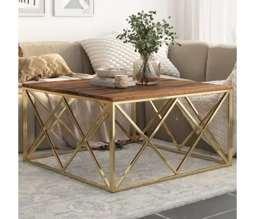 Kafijas Galdiņš, Zeltains Nerūsējošs Tērauds, Gulšņu Koks Vidaxl