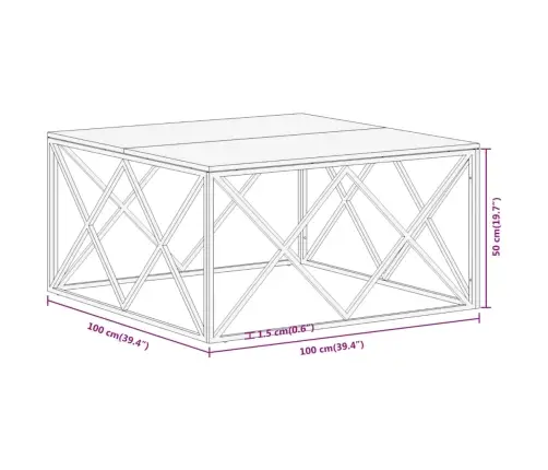 Kafijas Galdiņš, Nerūsējošs Tērauds Un Pārstrādāts Masīvkoks Vidaxl