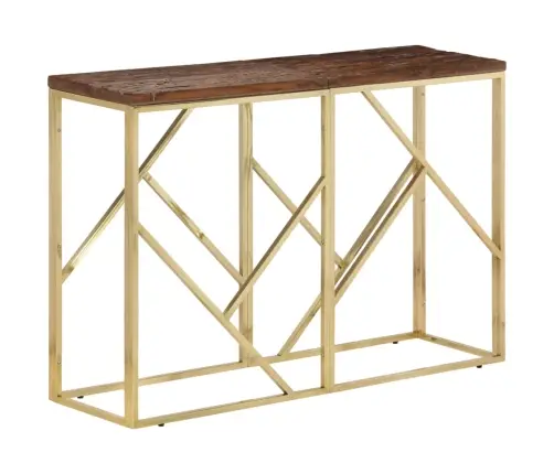 Konsoles Galdiņš, Nerūsējošs Tērauds Un Gulšņu Masīvkoks Vidaxl