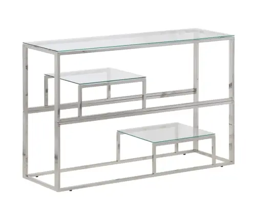 Konsoles Galdiņš, Sudrabains, Nerūsējošs Tērauds, Rūdīts Stikls Vidaxl