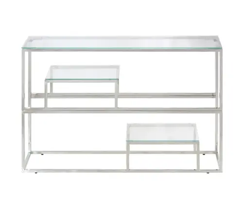 Konsoles Galdiņš, Sudrabains, Nerūsējošs Tērauds, Rūdīts Stikls Vidaxl