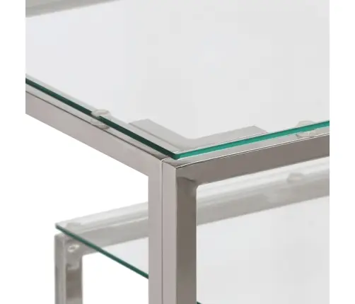 Konsoles Galdiņš, Sudrabains, Nerūsējošs Tērauds, Rūdīts Stikls Vidaxl