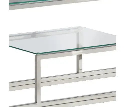 Konsoles Galdiņš, Sudrabains, Nerūsējošs Tērauds, Rūdīts Stikls Vidaxl